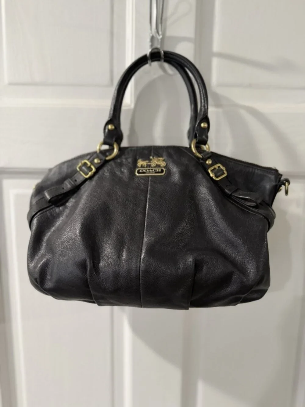 COACH BLACK LEATHER SOPHIA SATCHEL - Picture 4 of 11
